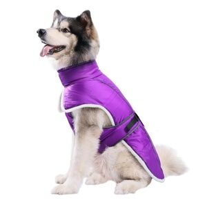 Dog Waterproof & Reflective Dog Winter Coat, Fleece Lining With Harness Hole - L